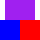 A purple triangle above a blue triangle and a red triangle