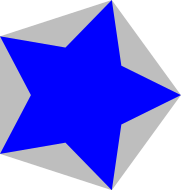 a blue star on a gray pentagon