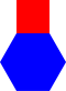 a solid red hexagon over a solid blue hexagon of the same edge length