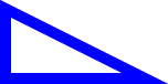 a transparent 100-by-50 right triangle with a width-10 blue outline