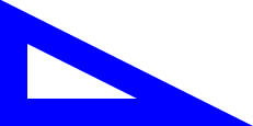 a transparent 100-by-50 right triangle with a width-25 blue outline